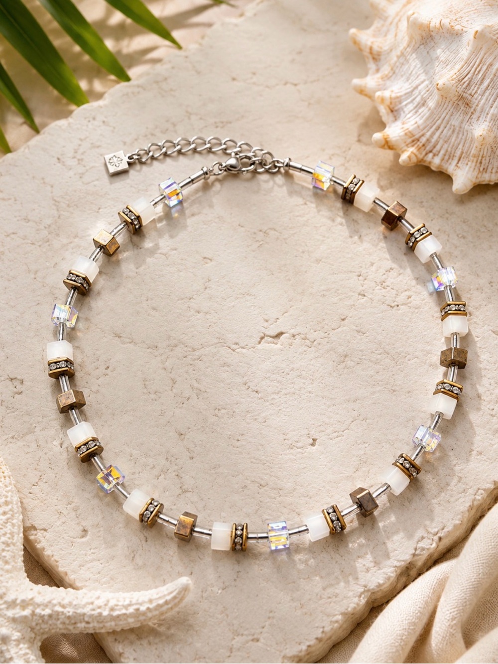 COEUR DE LION GEOCUBE NECKLACE CHUNKY SQUARE STYLE UNIQUE SILVER GOLD